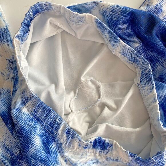 Base Layer Pants Womens L/XL Leggings Blue/Off-White Abstract Pattern 20” Inseam - Picture 5 of 9